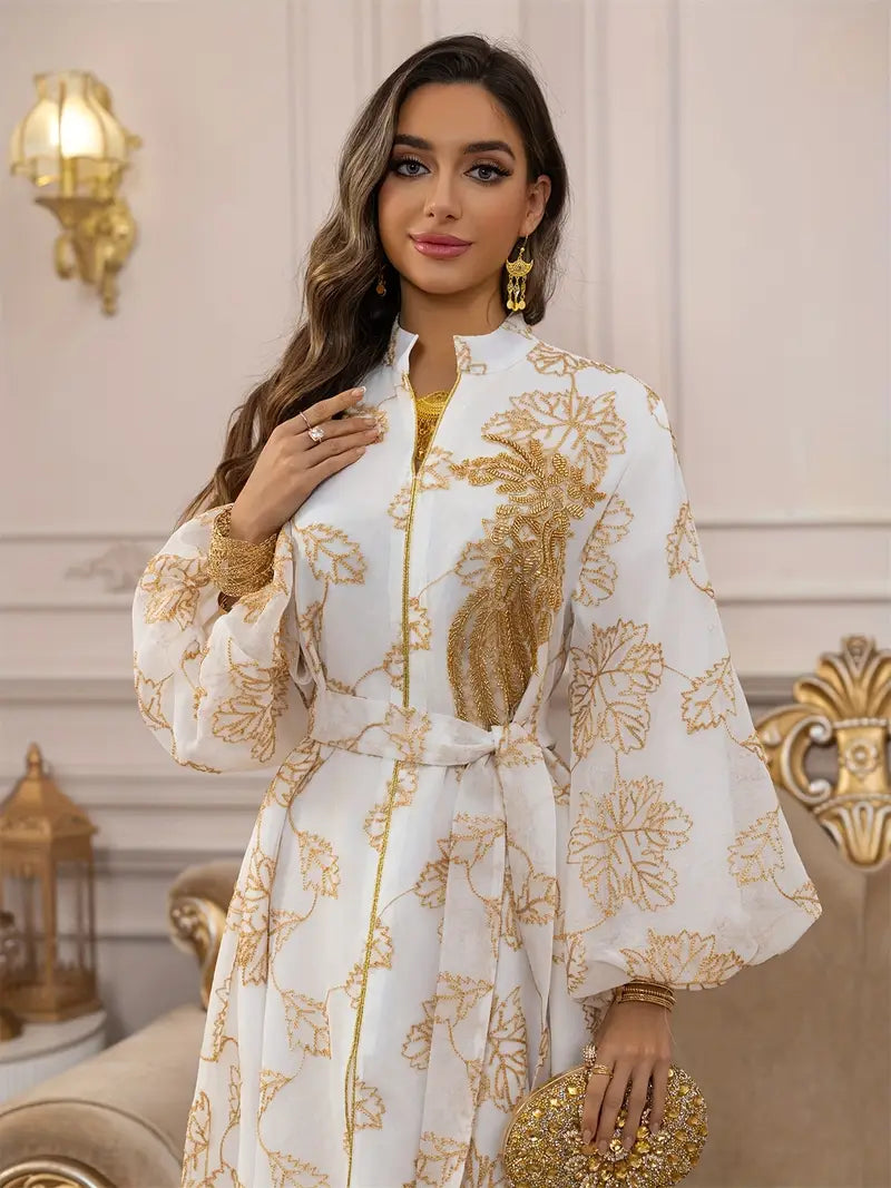 White With gold leaves