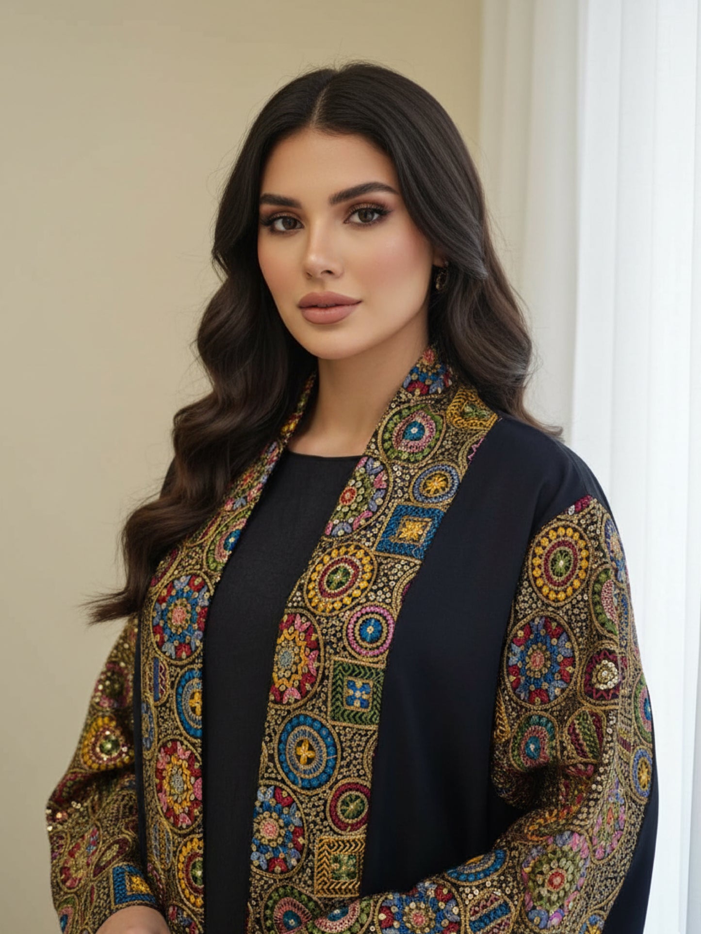 Black with Royal Mosaic Embroidery