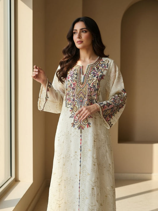 Cream Embroidered Elegance