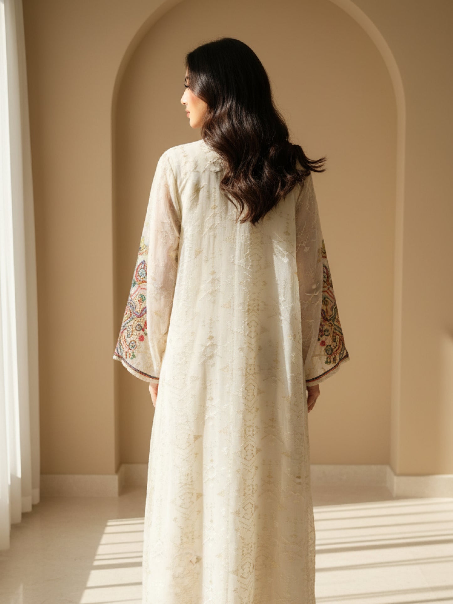 Cream Embroidered Elegance